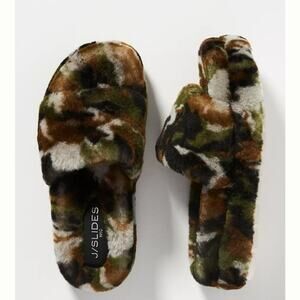 J/Slides Anthropologie | Bryce NWOB Camo Shearling Indoor Outdoor Slippers